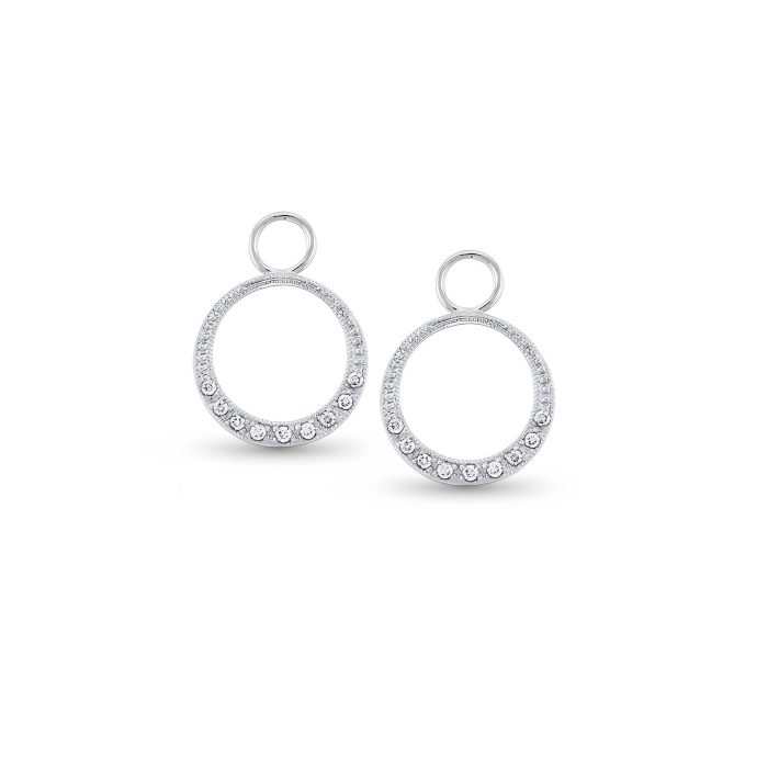 14k White Gold With 18 Diamonds Weighing Small Circle Earring Charms