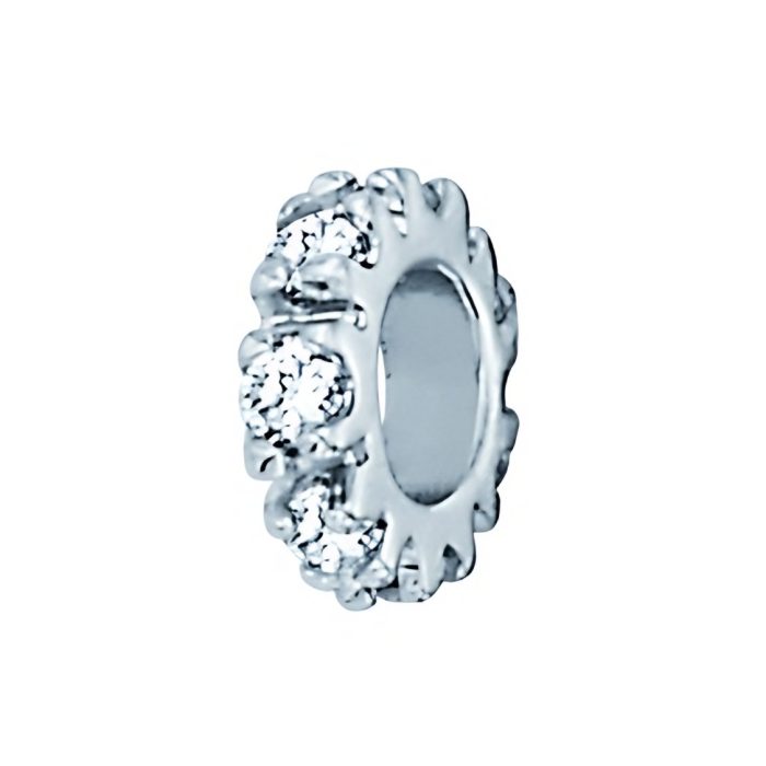 14k White Gold with 7 Diamonds Carat Weight Diamond Spacer