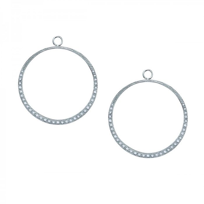 14k White Gold With 70 Diamonds Carat Weight Large Circle Earring Charms