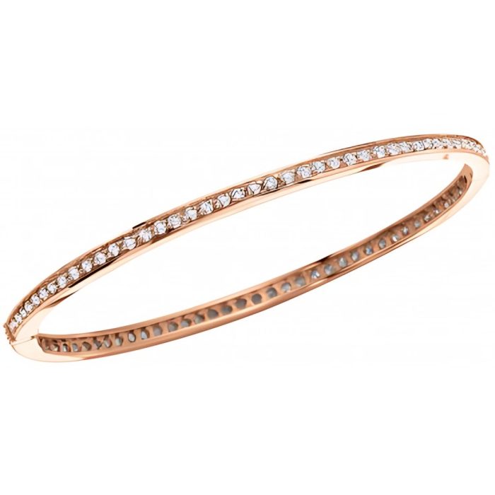 14k White Gold with 83 Diamonds Carat Weight Hinged Bangle