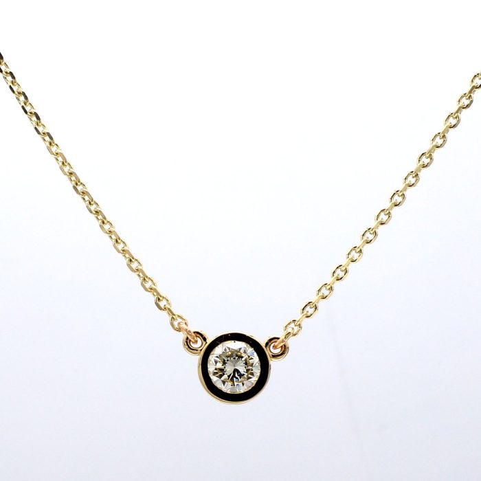 14K Yellow Gold Bezel Set Diamond Pendant, 0.57 ct