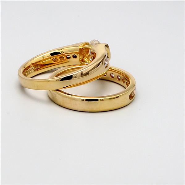 14K Yellow Gold Channel-Set Diamond Wedding Set, 1.49 ct tw – view 2