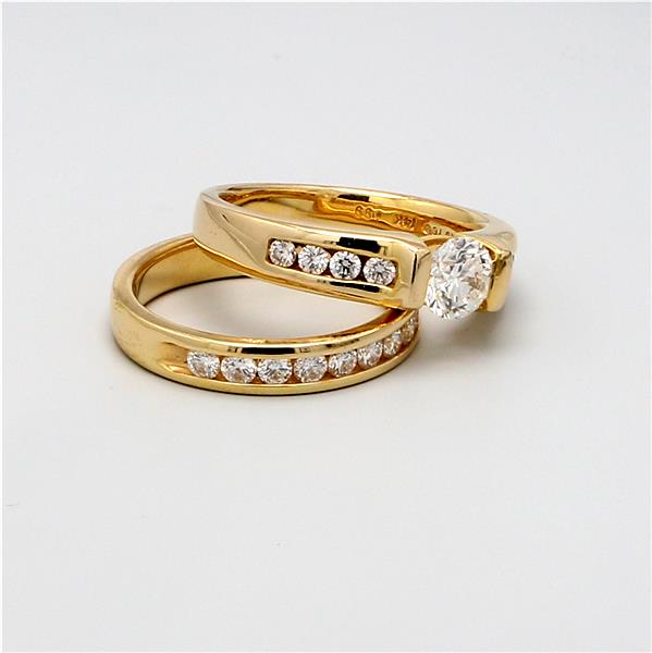 14K Yellow Gold Channel-Set Diamond Wedding Set, 1.49 ct tw – view 4