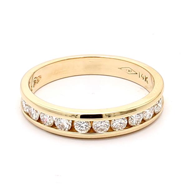 14K Yellow Gold Channel-Set Half-Way Diamond Band, 0.50 ct tw