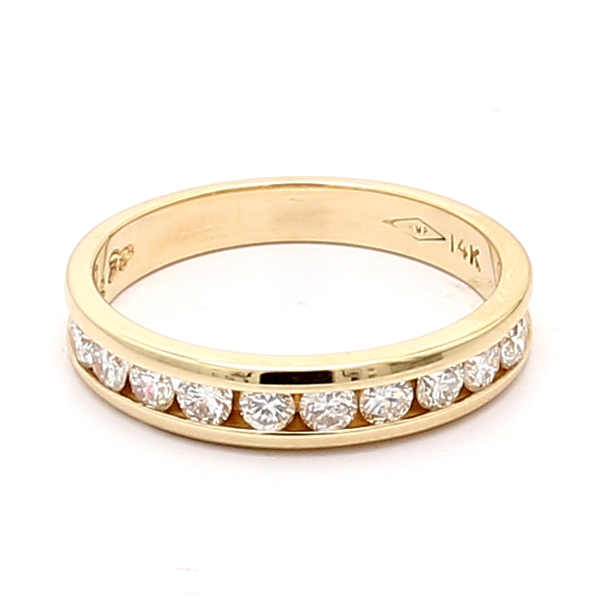 14K Yellow Gold Channel-Set Half-Way Diamond Band, 0.50 ct tw