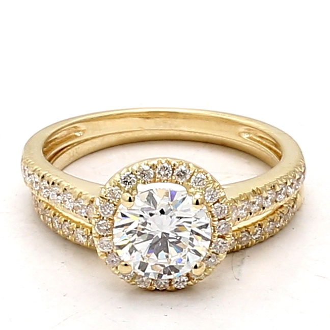 14K Yellow Gold Cluster Diamond Wedding Set, 1.00 ct tw
