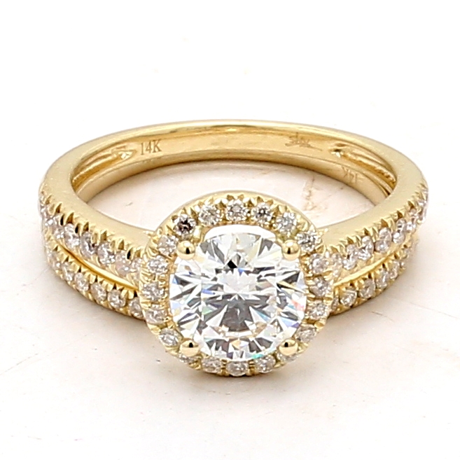 14K Yellow Gold Cluster Diamond Wedding Set