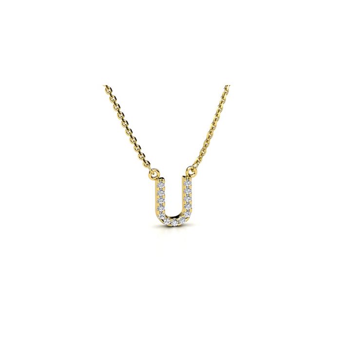 14k Yellow Gold Diamond Disc "U" Necklace
