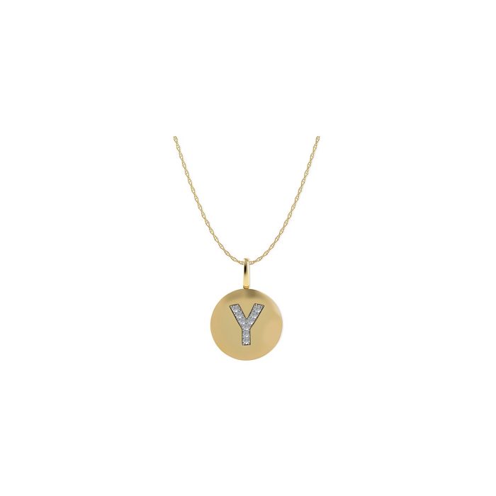 14k Yellow Gold Diamond Disc "Y" Necklace