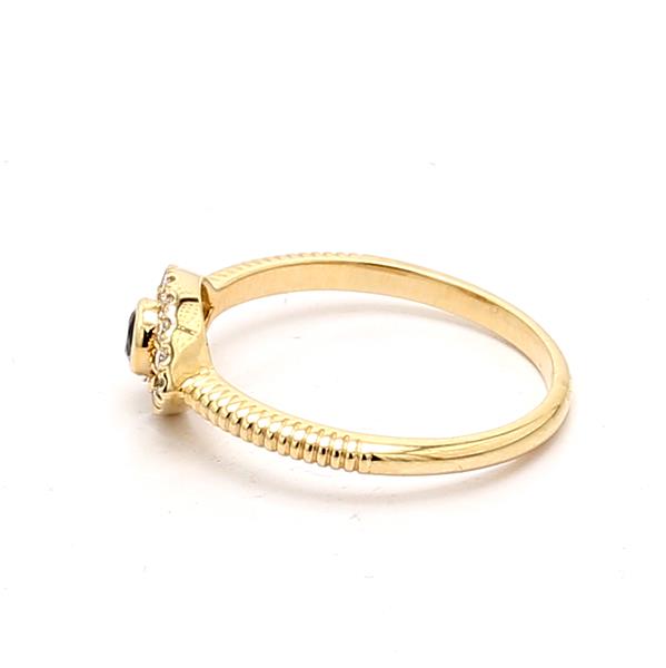 14K Yellow Gold Diamond Evil Eye Ring, 0.13 ct tw