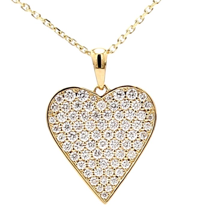 14K Yellow Gold Diamond Heart Pendant, 0.73 ct tw