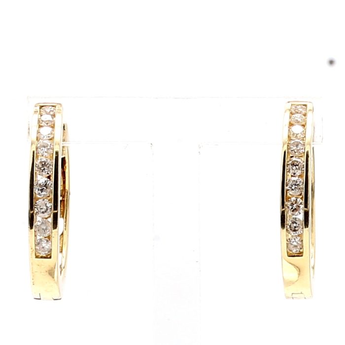 14K Yellow Gold Diamond Hoop Earrings, 0.50 ct tw