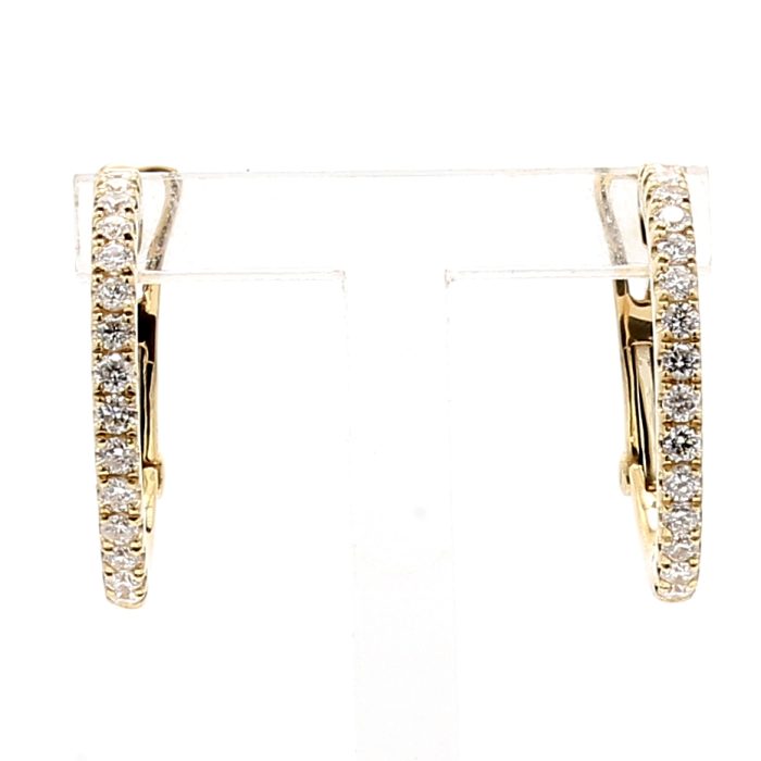 14K Yellow Gold Diamond Hoop Earrings, 0.66 ct tw
