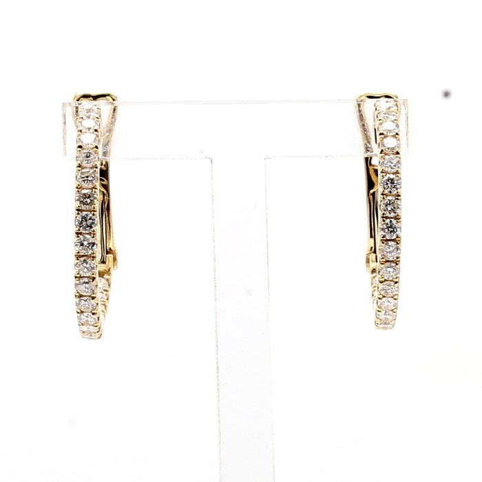 14K Yellow Gold Diamond Hoop Earrings, 0.84 ct tw