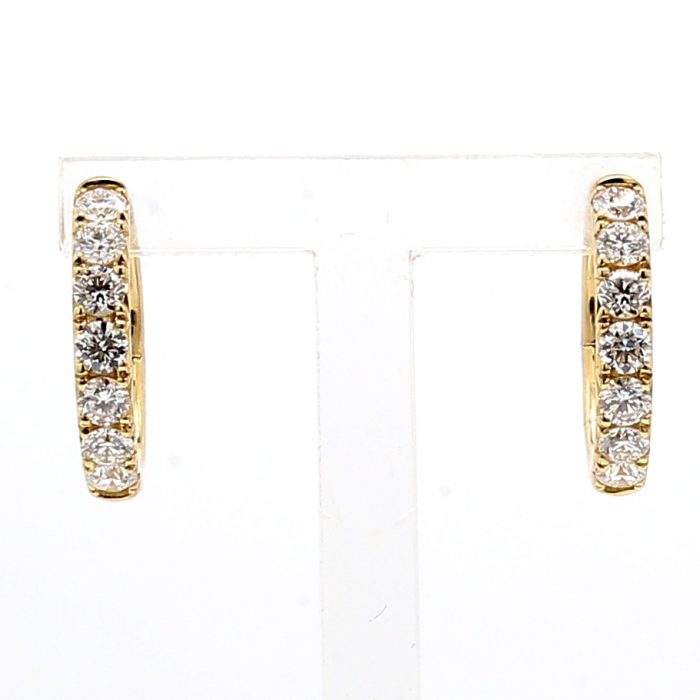 14K Yellow Gold Diamond Hoop Earrings, 0.88 ct tw