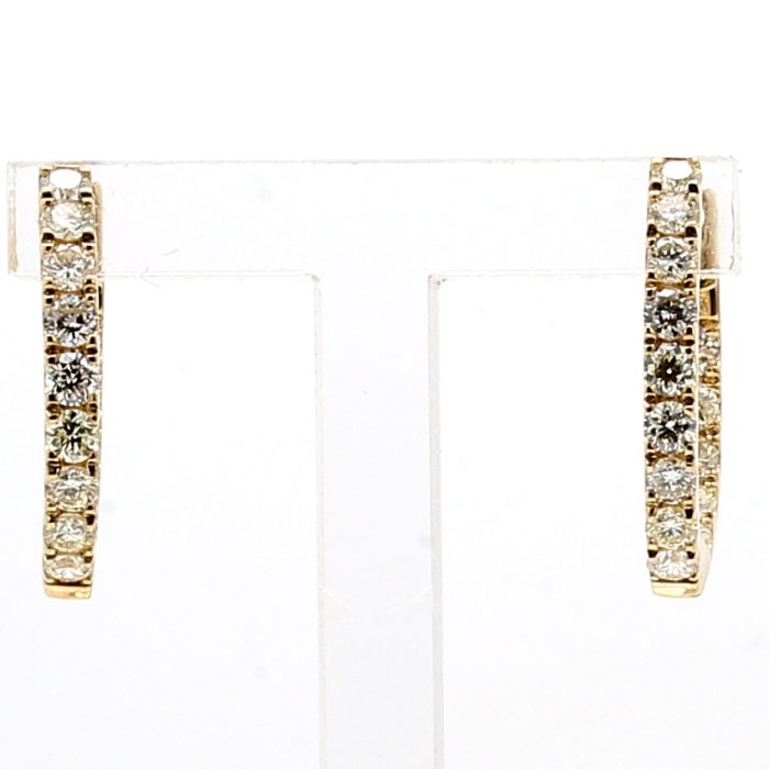 14K Yellow Gold Diamond Hoop Earrings, 1.06 ct tw