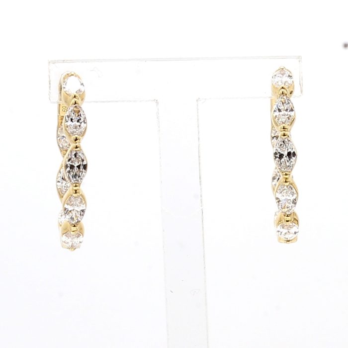 14K Yellow Gold Diamond Hoop Earrings, 1.60 ct tw