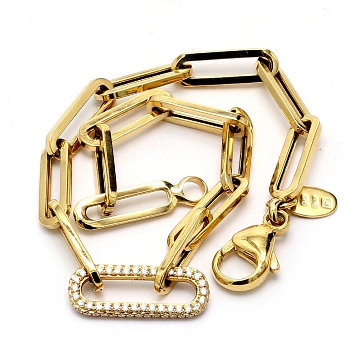 14K Yellow Gold Diamond Paperclip Bracelet, 0.36 ct tw