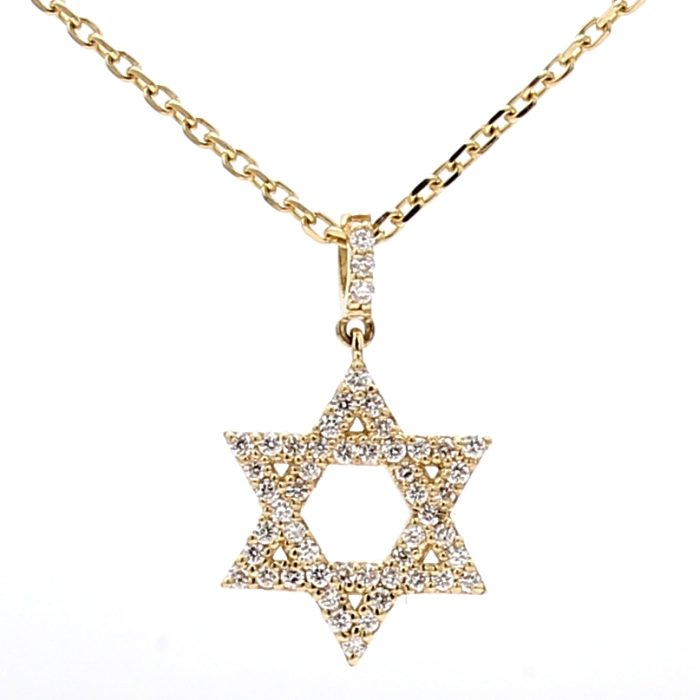 14K Yellow Gold Diamond Star of David Pendant, 0.49 ct tw
