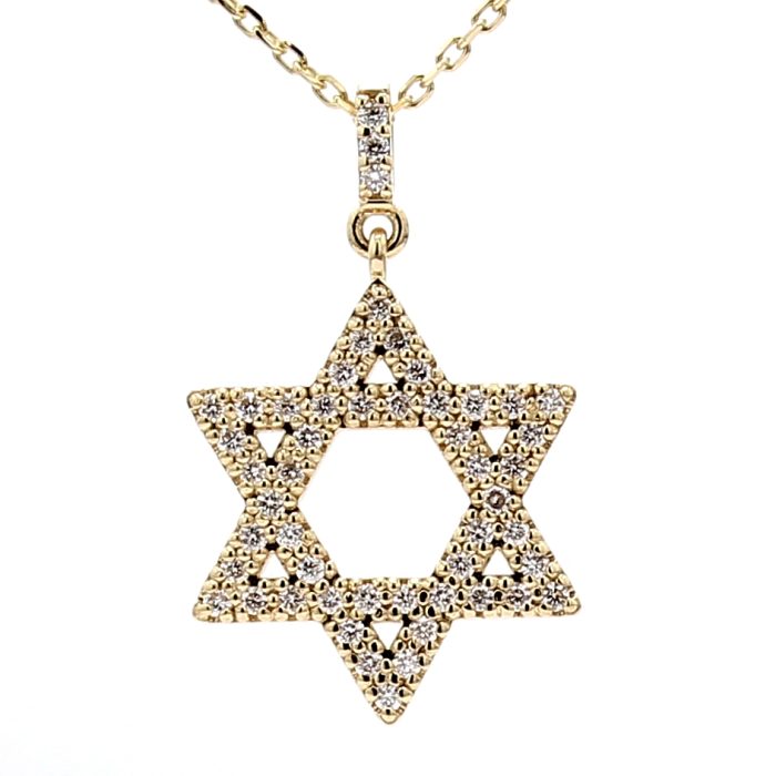 14K Yellow Gold Diamond Star of David Pendant, 0.54 ct tw