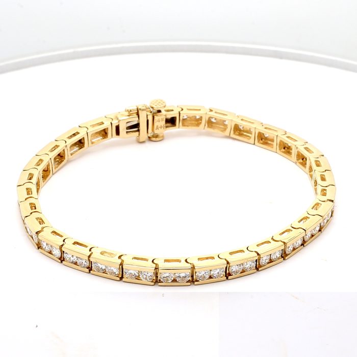 14K Yellow Gold Diamond Tennis Bracelet, 3.80 ct tw