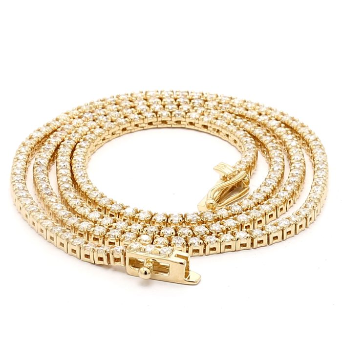 14K Yellow Gold Diamond Tennis Necklace, 4.00 ct tw