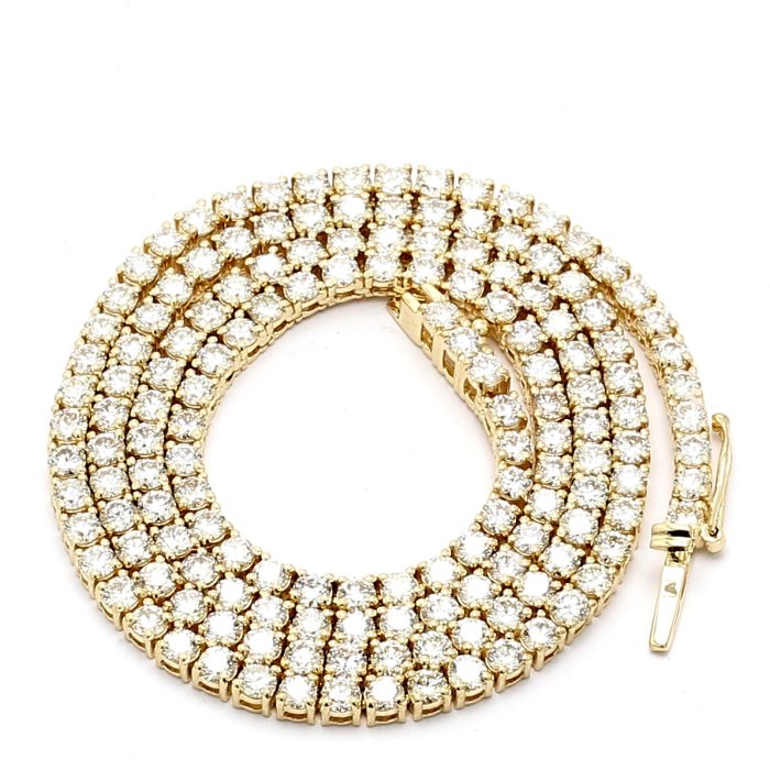 14K Yellow Gold Diamond Tennis Necklace, 9.00 ct tw
