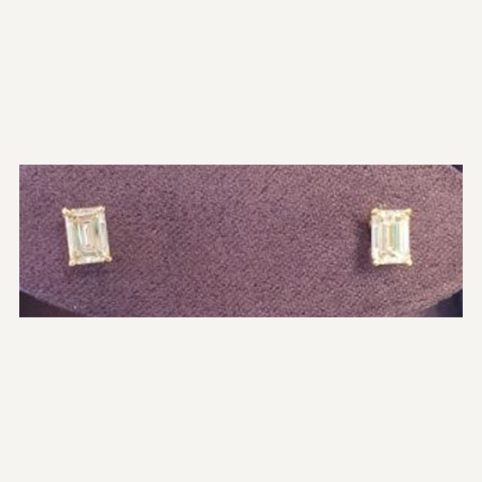 14K Yellow Gold Emerald-Cut Diamond Stud Earrings, 1.00 ct tw