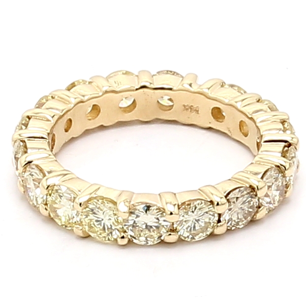14K Yellow Gold Fancy Light Yellow Diamond Eternity Band, 2.80 ct tw