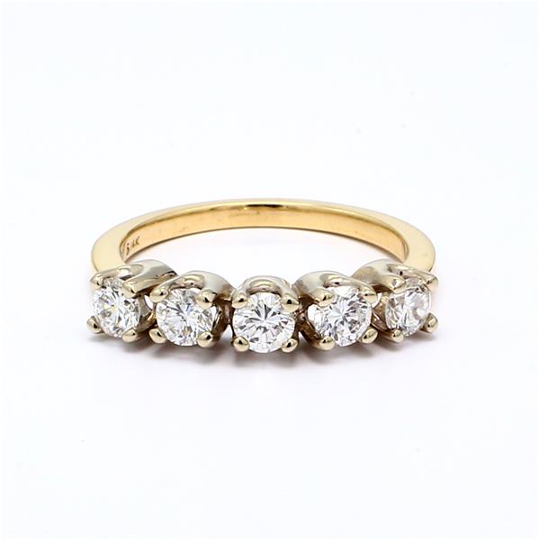 14K Yellow Gold Five-Stone Diamond Band, 0.83 ct tw
