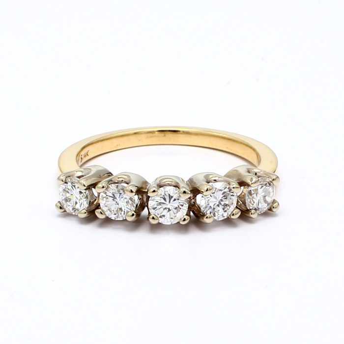 14K Yellow Gold Five-Stone Diamond Band, 0.83 ct tw