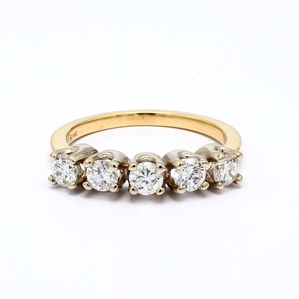 14K Yellow Gold Five-Stone Diamond Band, 0.83 ct tw