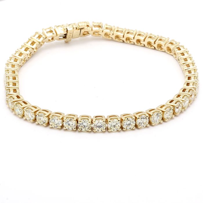 14K Yellow Gold Four-Prong Diamond Tennis Bracelet, 8.67 ct tw