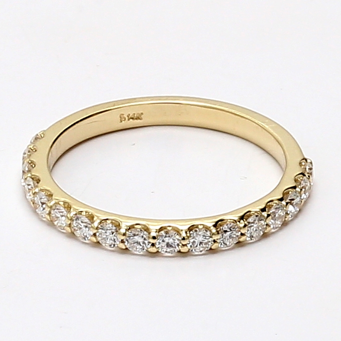 14K Yellow Gold Half-Way Diamond Band, 0.56 ct tw