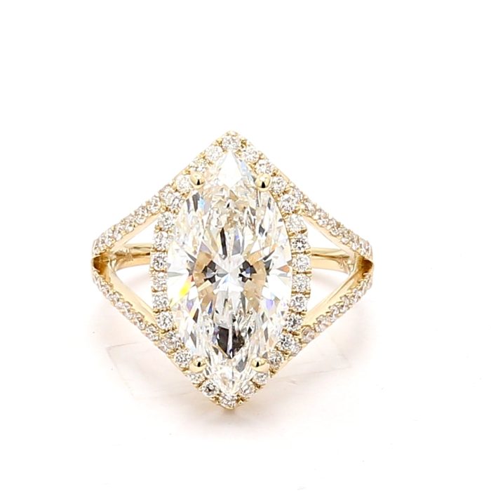 14K Yellow Gold Halo Diamond Semi-Mount, 0.52 ct tw