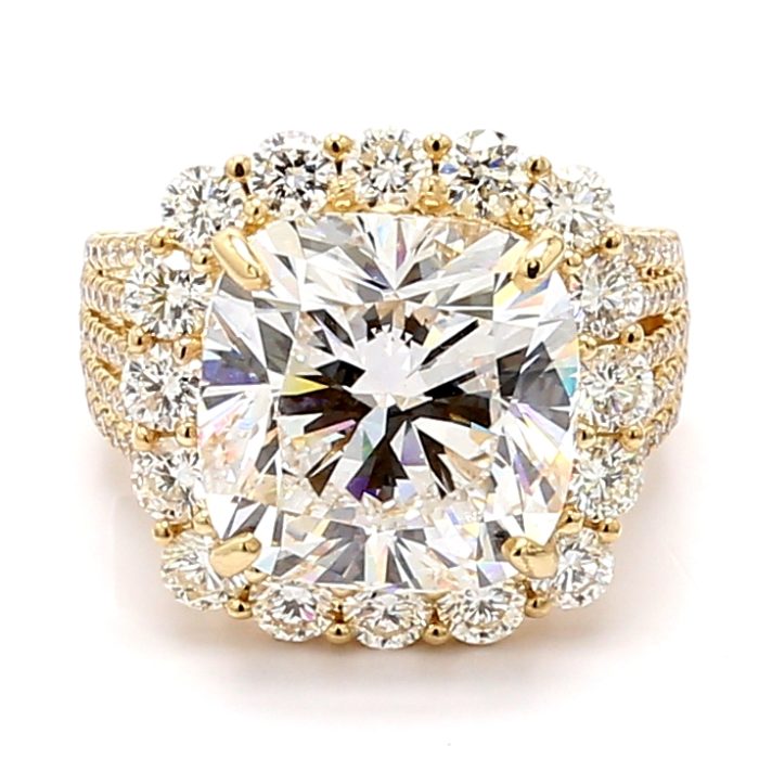 14K Yellow Gold Halo Diamond Semi-Mount, 2.54 ct tw
