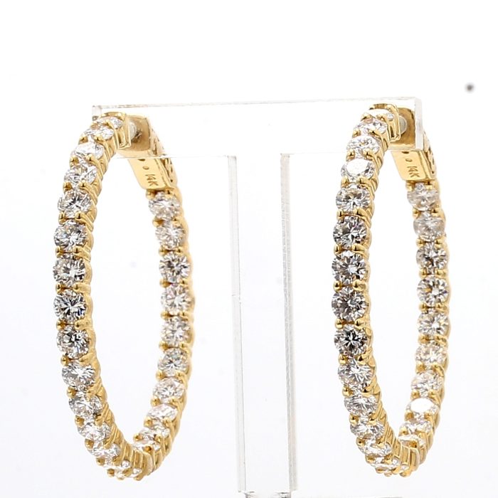 14K Yellow Gold Lab-Grown Diamond Hoop Earrings, 5.30 ct tw