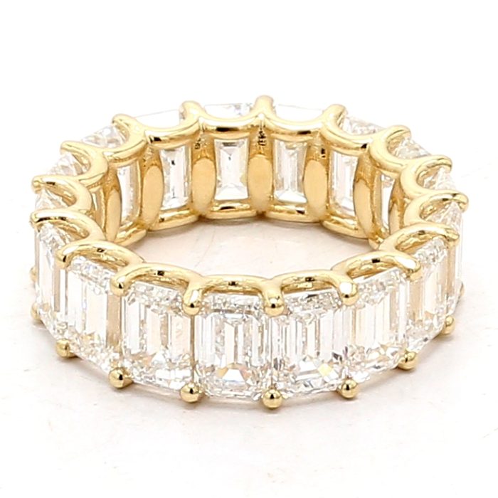 14K Yellow Gold Lab-Grown Emerald-Cut Diamond Eternity Band, 11.91 ct tw