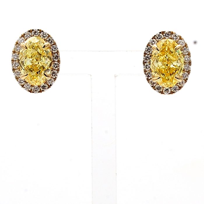 14K Yellow Gold Lab-Grown Fancy Intense Yellow Oval Diamond Earrings
