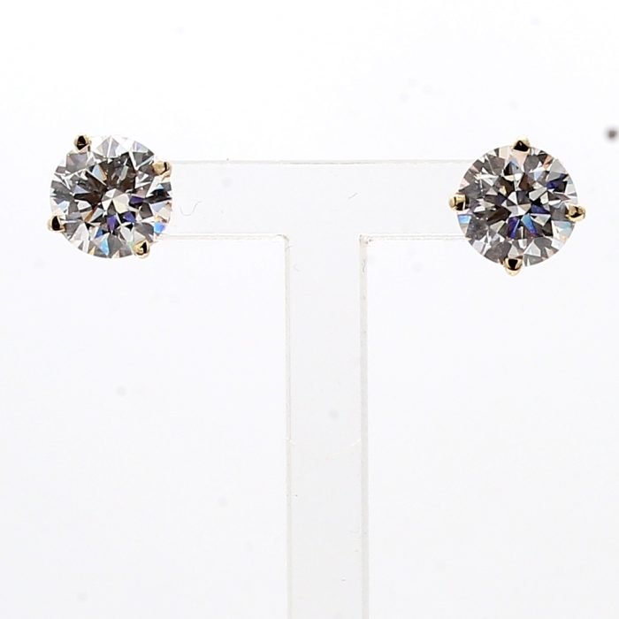 14K Yellow Gold Lab-Grown Round Diamond Stud Earrings, 3.14 ct tw