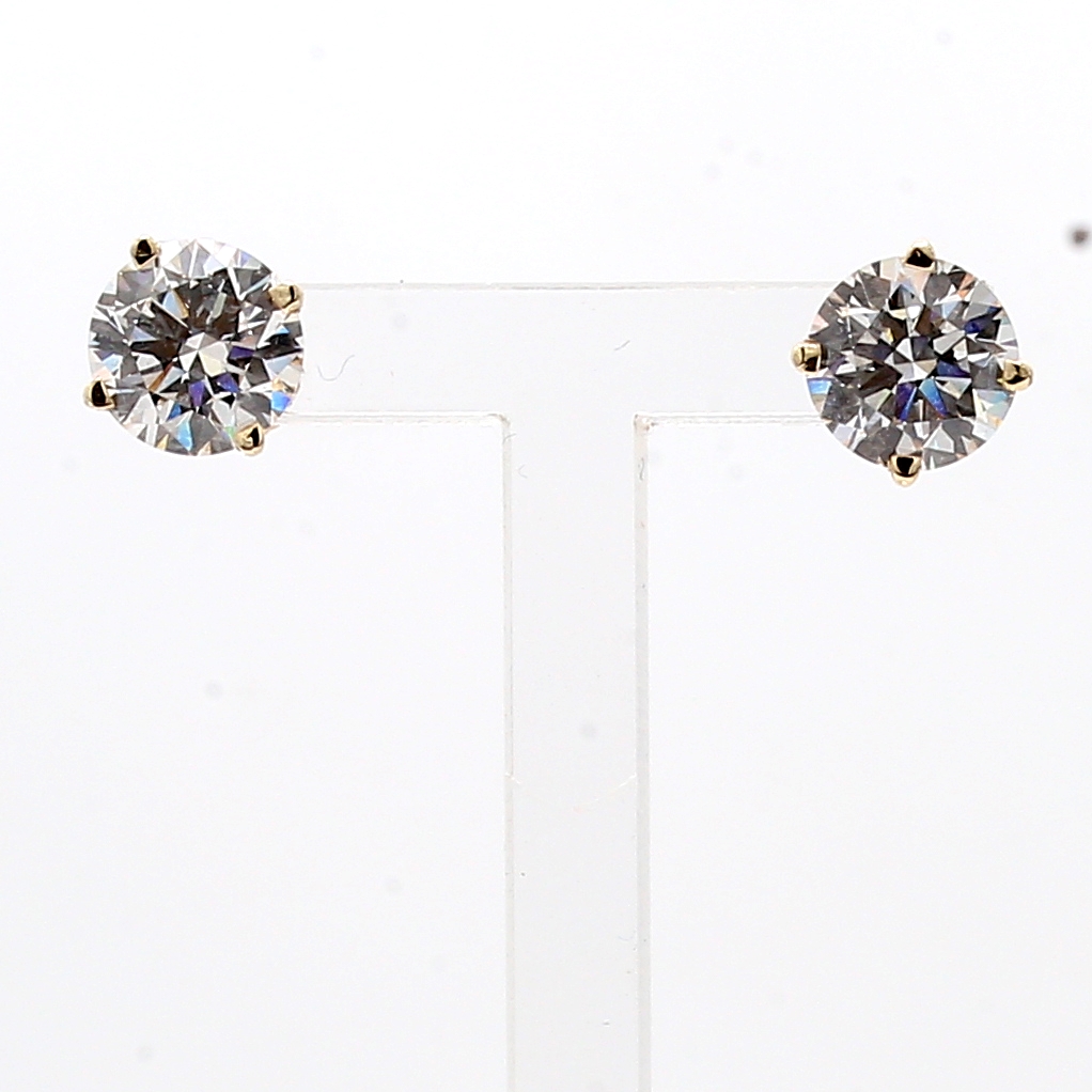 14K Yellow Gold Lab-Grown Round Diamond Stud Earrings, 3.14 ct tw