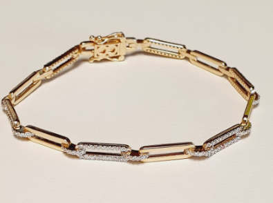 14K Yellow Gold Pavé Diamond Clip Bracelet, 0.92 ct tw