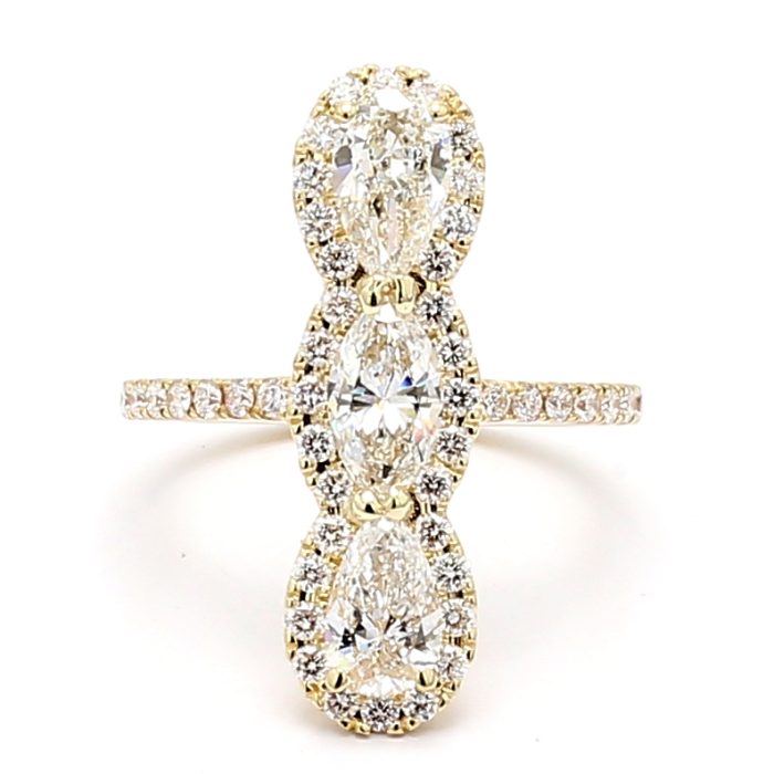14K Yellow Gold Pear Diamond Ring, 1.68 ct tw