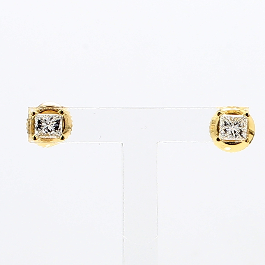 14K Yellow Gold Princess-Cut Diamond Stud Earrings, 0.50 ct tw