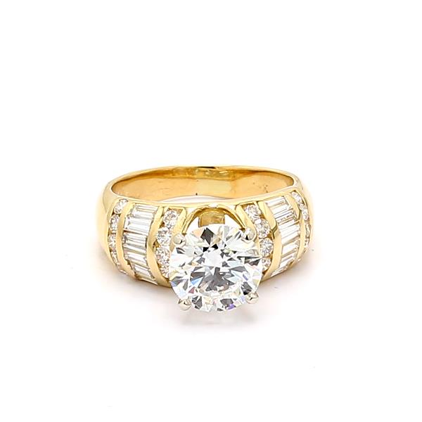 14K Yellow Gold Round and Baguette Diamond Semi-Mount, 0.50 ct tw