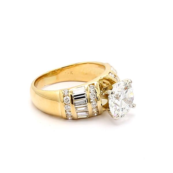 14K Yellow Gold Round and Baguette Diamond Semi-Mount, 0.50 ct tw – view 2