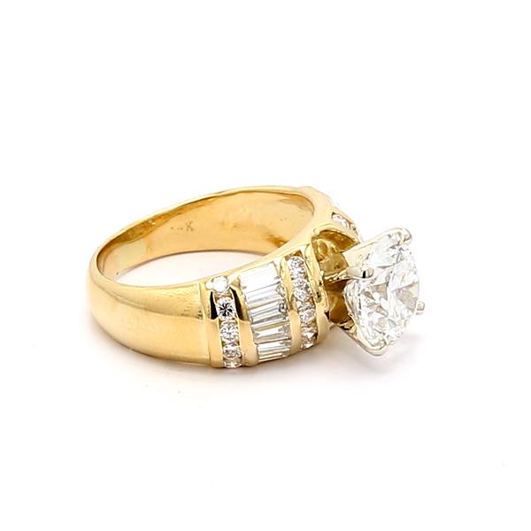 14K Yellow Gold Round and Baguette Diamond Semi-Mount, 0.50 ct tw – view 4