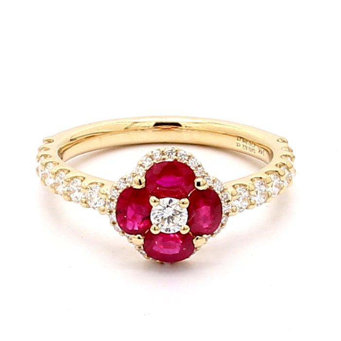 14K Yellow Gold Ruby and Diamond Ring, 1.24 ct tw