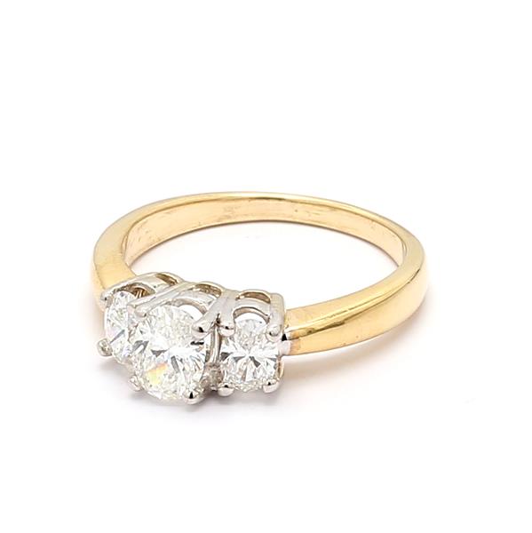 14K Yellow Gold Three-Stone Oval Diamond Ring, 1.30 ct tw – view 3