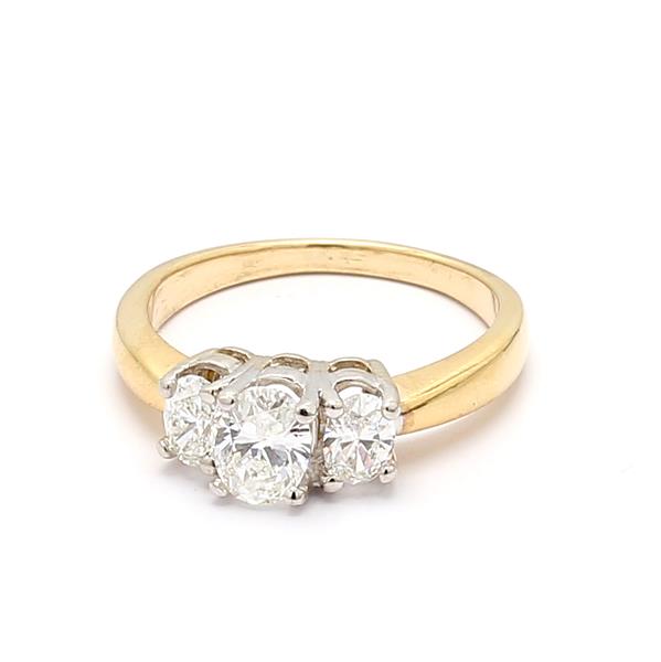 14K Yellow Gold Three-Stone Oval Diamond Ring, 1.30 ct tw – view 4